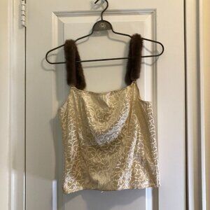 Fogal Fur Strap Bustier Tan Size L NWOT